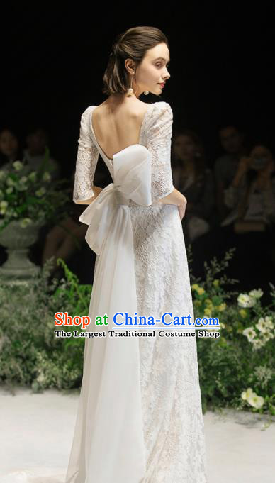 Custom Top Grade White Lace Wedding Dress Bride Full Dress for Women