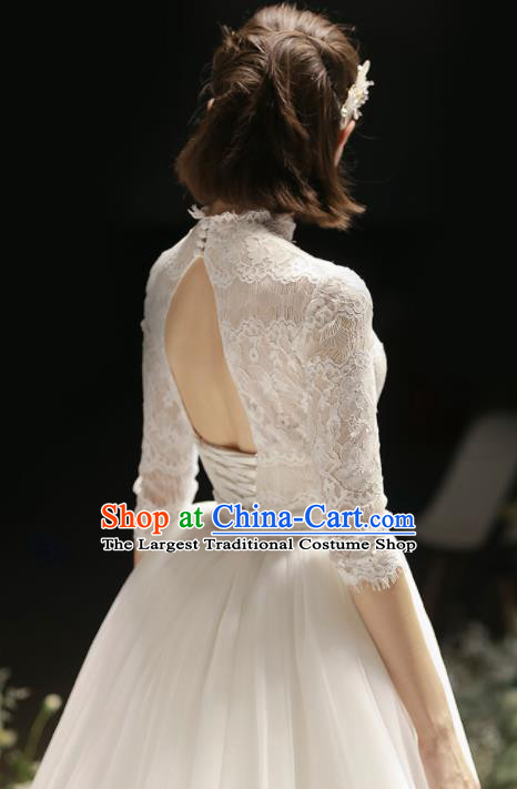 Custom Top Grade White Wedding Dress Bride Trailing Full Dress for Women
