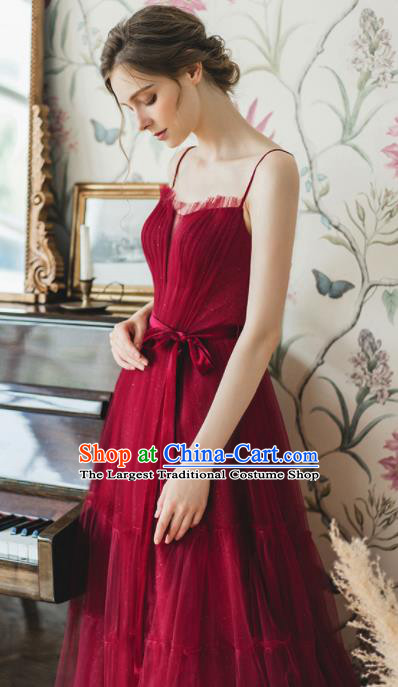 Custom Top Grade Wine Red Veil Wedding Dress Bride Full Dress for Women