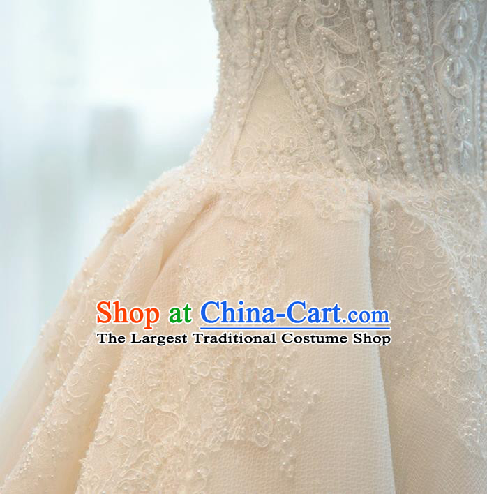 Custom Top Grade Sicily Embroidered Beads Wedding Dress Bride Strapless Full Dress for Women