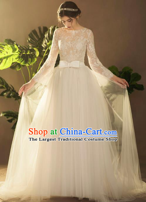 Custom Top Grade Embroidered Lace Wedding Dress Bride Veil Full Dress for Women
