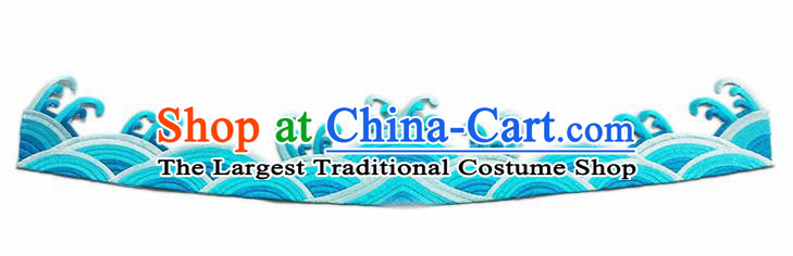 Chinese Traditional Embroidery Waves Blue Applique Embroidered Patches Embroidering Cloth Accessories