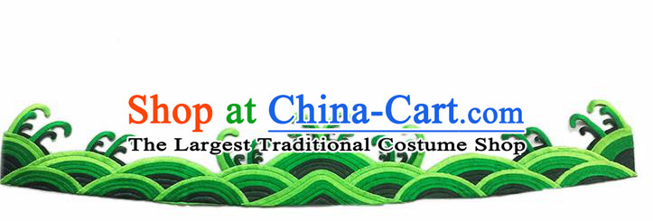 Chinese Traditional Embroidery Waves Green Applique Embroidered Patches Embroidering Cloth Accessories