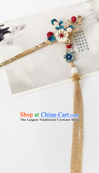 Chinese Ancient Bride Plum Tassel Hair Clip Traditional Wedding Xiu He Hairpins Hair Accessories for Women