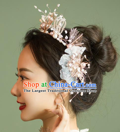 Handmade Wedding Baroque Pearls Royal Crown Princess Bride Hair Accessories for Women