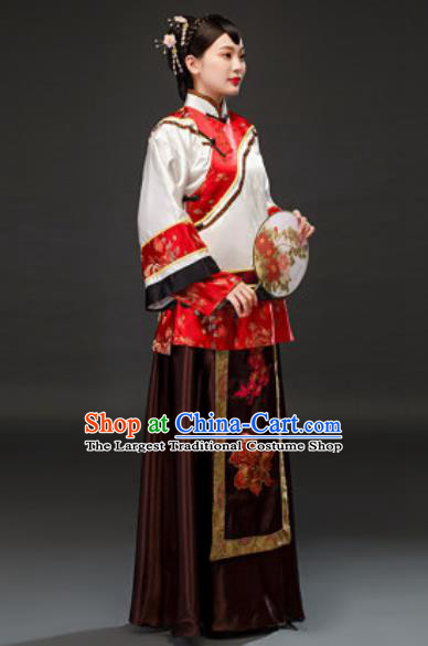 Chinese Traditional Qing Dynasty Rich Concubine Dress Ancient Drama Young Mistress Costumes for Women