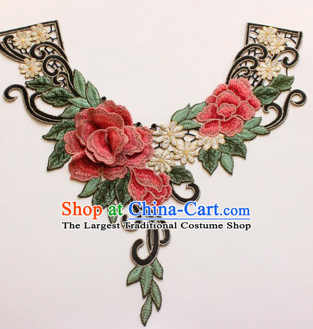 Traditional Chinese National Embroidery Peony Collar Applique Embroidered Patches Embroidering Cloth Accessories