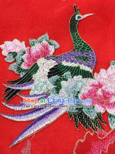 Traditional Chinese National Embroidery Peacock Peony Applique Embroidered Patches Embroidering Cloth Accessories