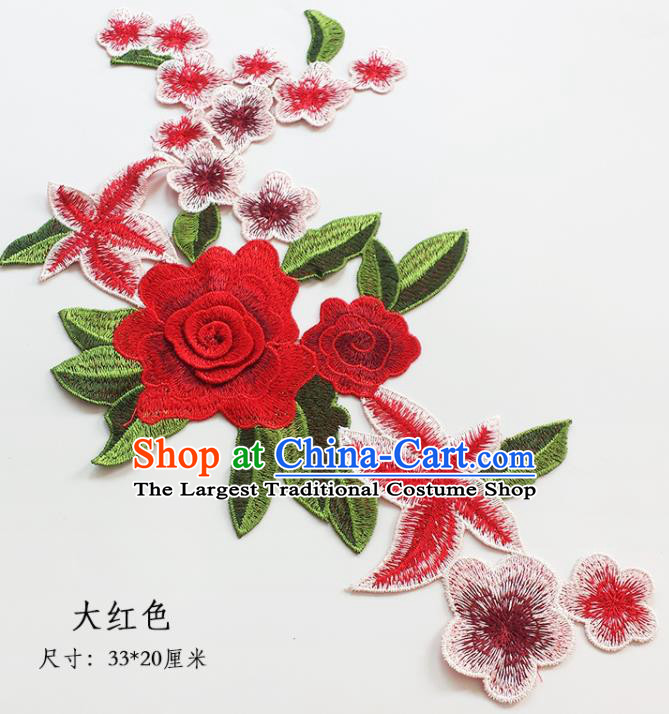 Traditional Chinese National Embroidery Stereo Flowers Applique Embroidered Patches Embroidering Cloth Accessories