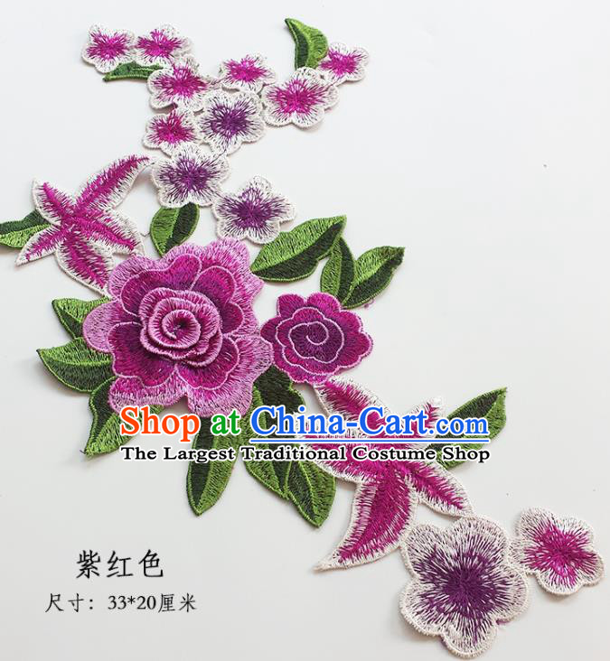 Traditional Chinese National Embroidery Stereo Amaranth Flowers Applique Embroidered Patches Embroidering Cloth Accessories