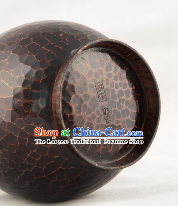 Chinese Handmade Copper Flask Vase Traditional Bronze Lagena Craft Decoration