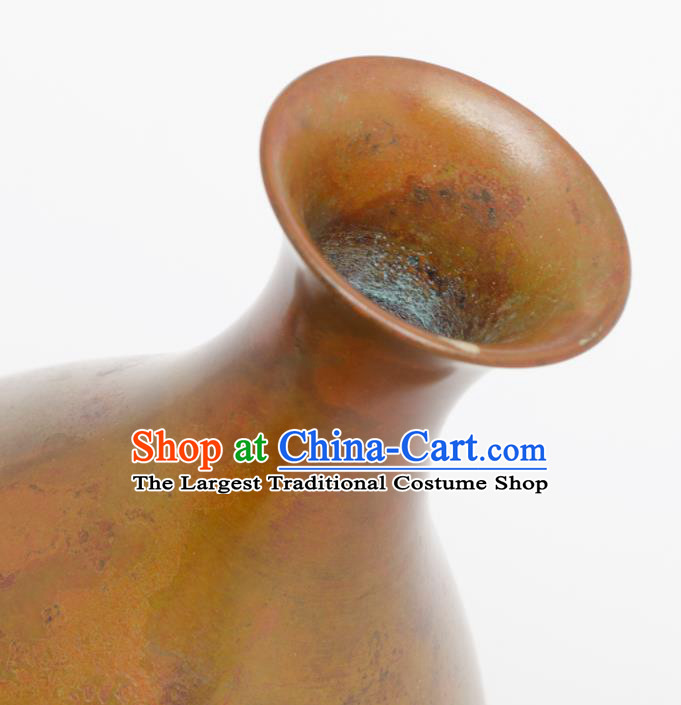 Chinese Handmade Copper Plum Vase Traditional Bronze Craft Decoration