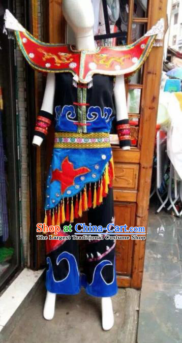 Chinese Traditional Miao Nationality Bridegroom Costume Ethnic Folk Dance Clothing for Men