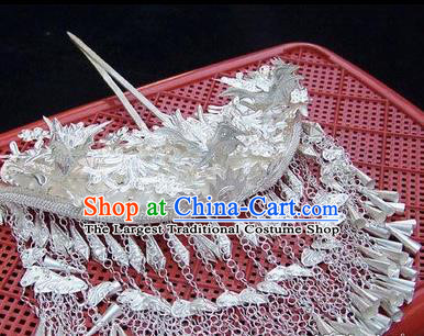 Chinese Traditional Handmade Miao Nationality Silver Hairpins Ethnic Wedding Hair Accessories for Women