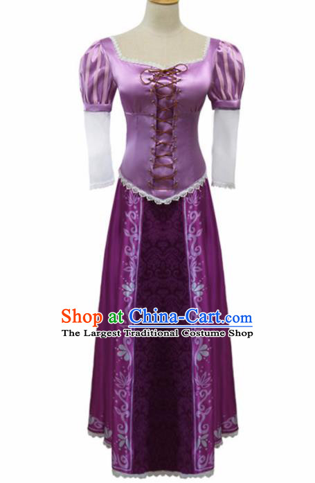 Traditional Europe Middle Ages Princess Purple Dress Halloween Cosplay Stage Performance Costume for Women