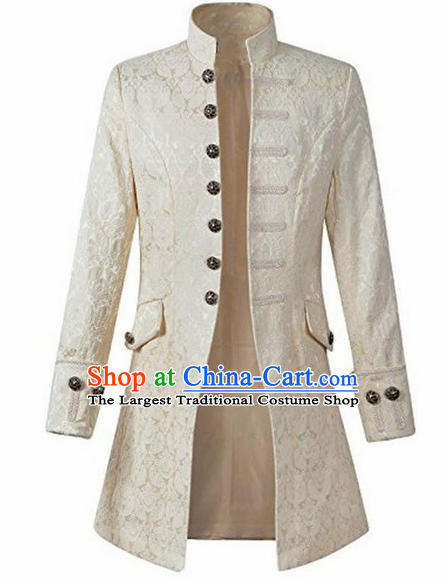 European Medieval Traditional Patrician Costume Europe Prince White Coat for Men