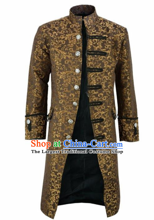 European Medieval Traditional Patrician Costume Europe Court Prince Ginger Coat for Men