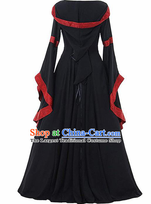 Traditional Europe Renaissance Black Dress European Drama Stage Performance Halloween Cosplay Court Costume for Women