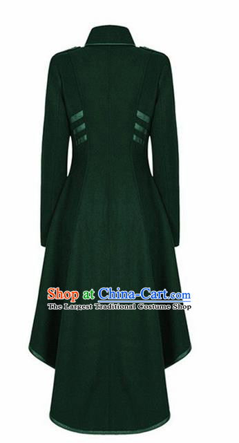 Traditional Europe Renaissance Deep Green Swallow Tailed Coat Halloween Cosplay Stage Performance Costume for Women
