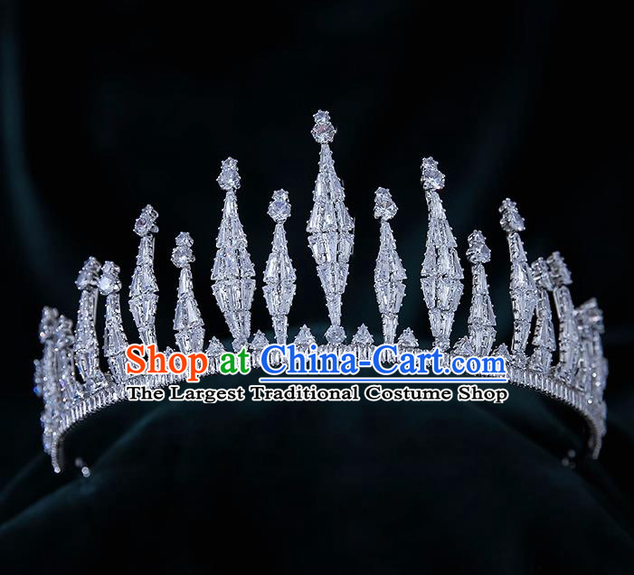 Top Grade Bride Zircon Crystal Royal Crown Wedding Hair Accessories for Women