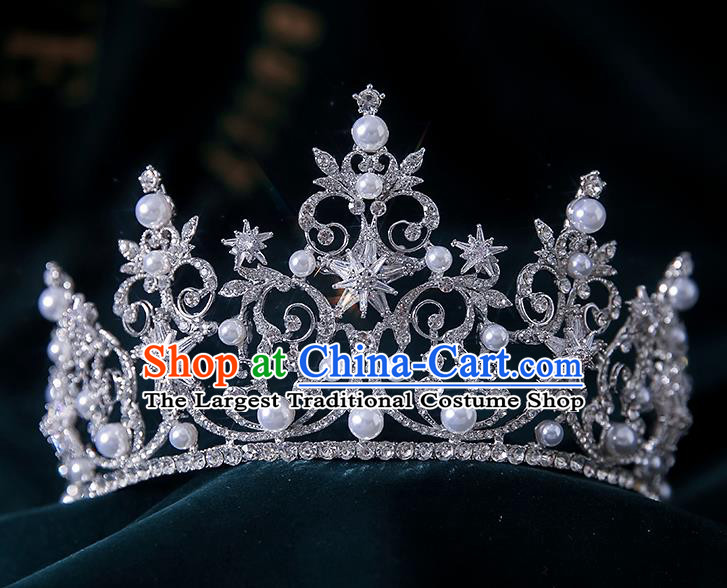 Top Grade Zircon Hexagram Princess Royal Crown Wedding Bride Hair Accessories for Women
