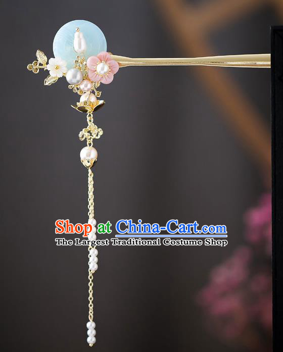 Top Chinese Traditional Pearls Tassel Hair Clip Handmade Hanfu Hairpins Hair Accessories for Women