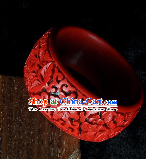 Traditional Chinese Handmade Bracelet Lacquerware Carving Bangle Craft