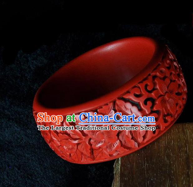 Traditional Chinese Handmade Bracelet Lacquerware Carving Bangle Craft