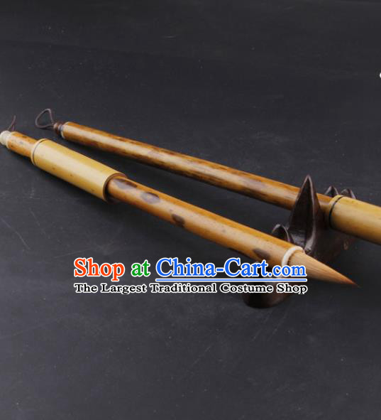 The Four Treasures of Study Mottled Bamboo Writing Brushes Chinese Calligraphy Weasel Hair Brush Pen