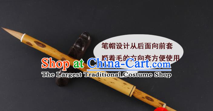 The Four Treasures of Study Mottled Bamboo Writing Brushes Chinese Calligraphy Weasel Hair Brush Pen