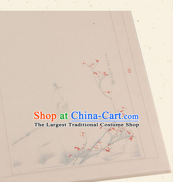 Traditional Chinese Classical Plum Blossom Pattern Light Brown Paper Handmade Calligraphy Xuan Paper Craft
