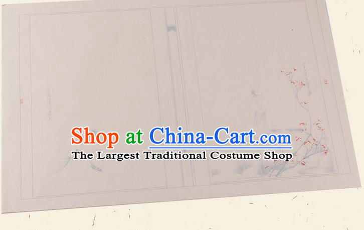 Traditional Chinese Classical Plum Blossom Pattern Light Brown Paper Handmade Calligraphy Xuan Paper Craft