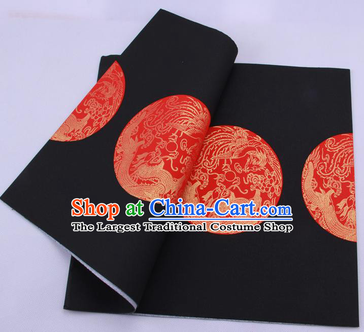 Traditional Chinese Classical Dragon Phoenix Pattern Black Couplet Paper Handmade Calligraphy Seven Characters Scroll Xuan Paper Craft