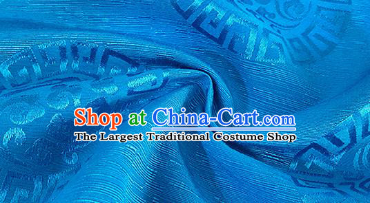 Chinese Mongol Nationality Upper Outer Garment Traditional Ethnic Minority Costume Blue Jacket for Men