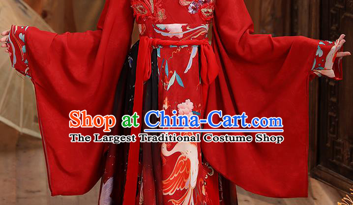 Chinese Traditional Royal Princess Hanfu Red Blouse and Skirt Ancient Han Dynasty Girl Costumes Apparels for Kids