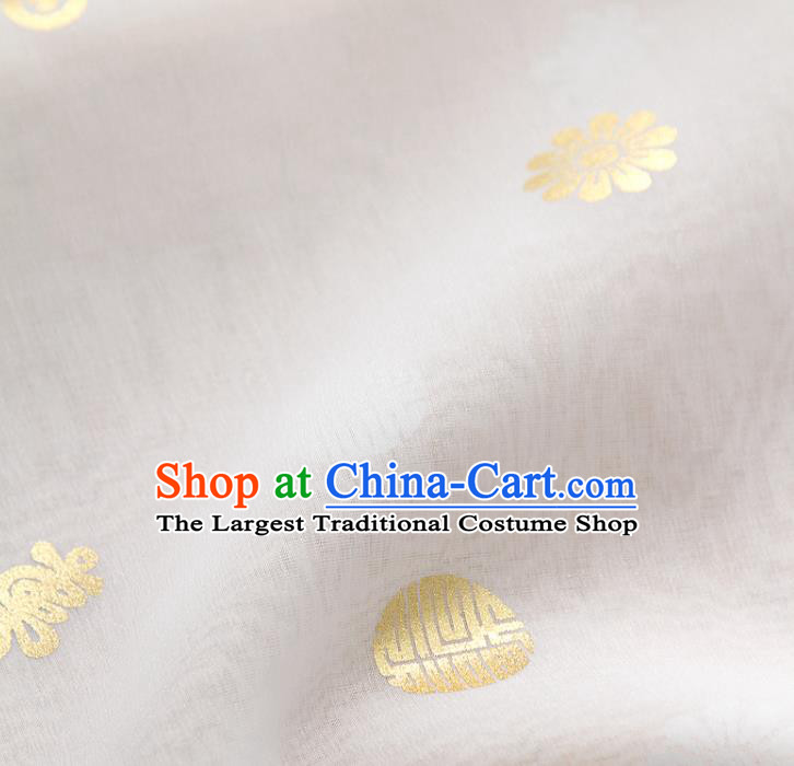 Asian Korea Traditional Longevity Chrysanthemum Pattern White Silk Fabric Korean Fashion Hanbok Material