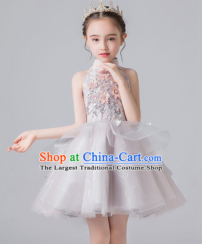 Professional Stage Show Compere Veil Bubble Dress Birthday Costume Children Top Grade Flower Girls Short Full Dress