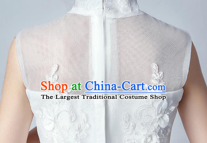 Top Grade Birthday Short Full Dress Children Compere Costume Stage Show Girls Catwalks White Veil Bubble Dress