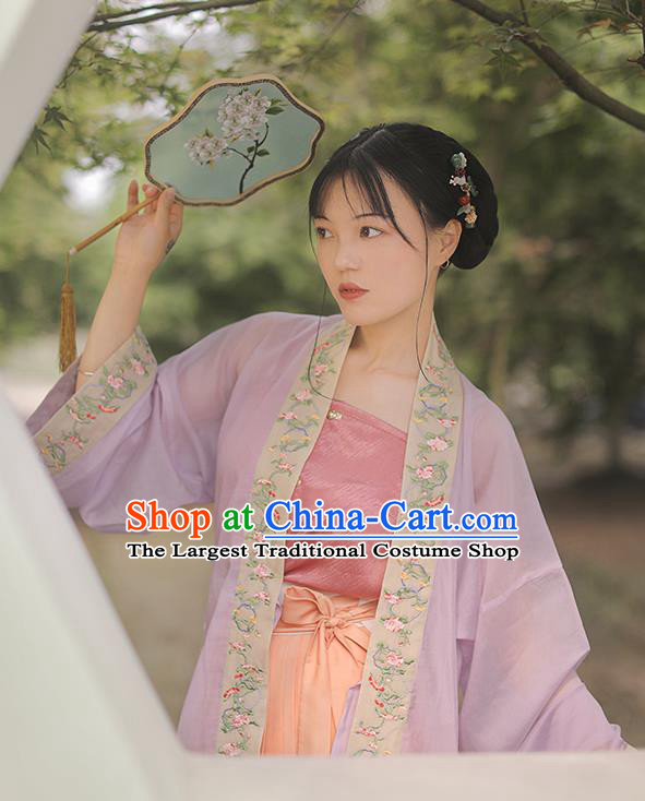 Chinese Ancient Noble Lady Costumes Traditional Hanfu Dress BeiZi Top and Skirt Song Dynasty Palace Princess Garment
