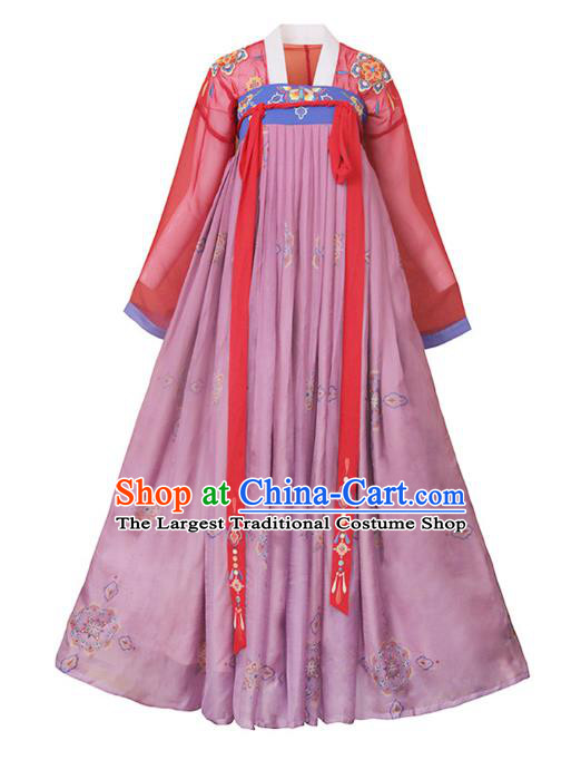 Chinese Ancient Court Woman Costumes Traditional Hanfu Tang Dynasty Princess Red Blouse and Dress Apparels