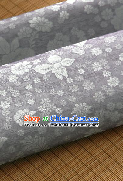 Asian Korea Classical Peony Flowers Pattern Lilac Silk Fabric Korean Fashion Drapery Traditional Hanbok Material