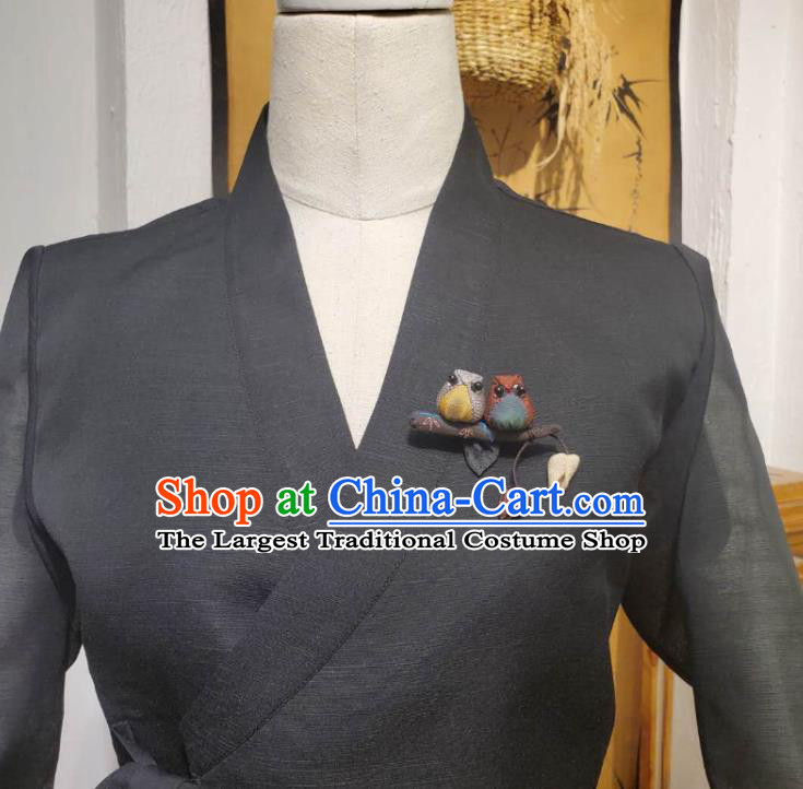 Korean Mother Traditional Black Blouse and Wine Red Dress Asian Korea National Fashion Costumes Hanbok Women Informal Apparels