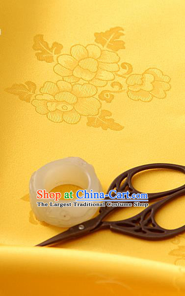 Traditional Korean Classical Roses Pattern Golden Satin Drapery Hanbok Material Asian Korea Fashion Silk Fabric