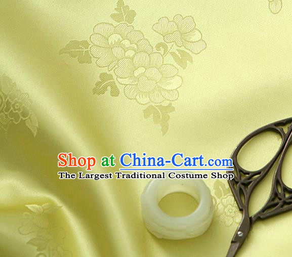 Traditional Korean Classical Roses Pattern Citrine Satin Drapery Hanbok Material Asian Korea Fashion Silk Fabric