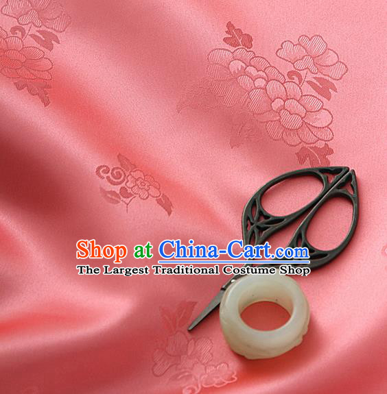 Traditional Korean Classical Roses Pattern Watermelon Red Satin Drapery Hanbok Material Asian Korea Fashion Silk Fabric