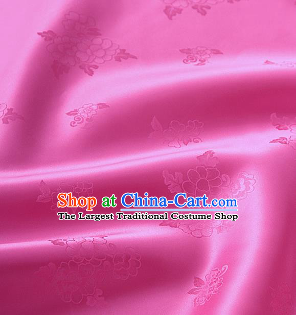 Traditional Korean Classical Roses Pattern Carmine Satin Drapery Hanbok Material Asian Korea Fashion Silk Fabric