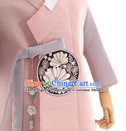 Asian Korea Kids Embroidered Pink Vest Shirt and Pants Dress Korean Boys Birthday Fashion Traditional Hanbok Apparels Costumes