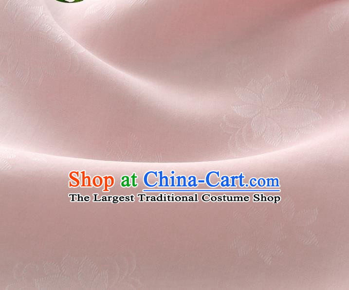 Asian Korea Classical Campsis Grandiflora Pattern Light Pink Silk Fabric Korean Fashion Drapery Traditional Hanbok Material