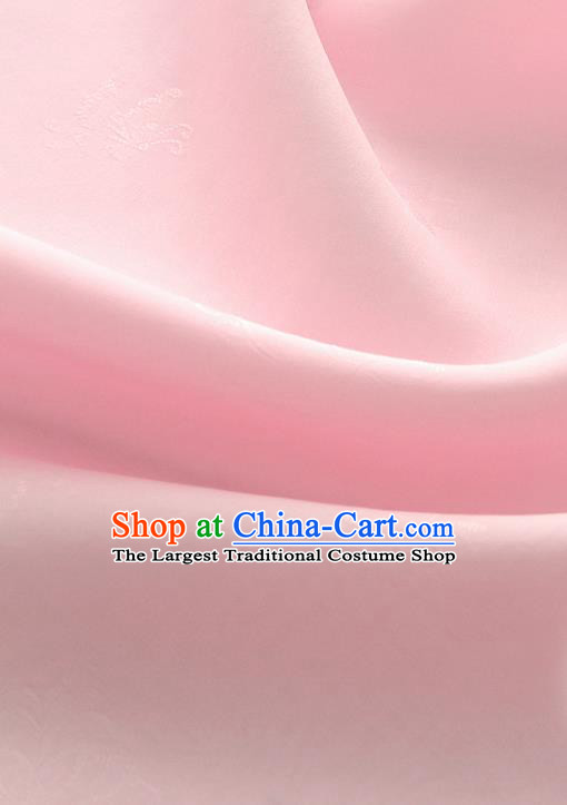 Asian Korea Classical Campsis Grandiflora Pattern Light Pink Silk Fabric Korean Fashion Drapery Traditional Hanbok Material