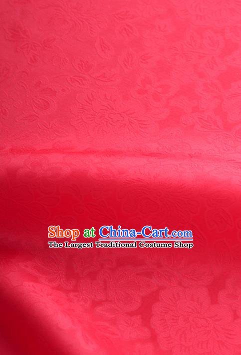 Traditional Korean Fashion Red Gauze Drapery Hanbok Material Asian Korea Classical Flowers Pattern Silk Fabric